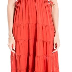 Max Studio Elegant Red Tiered Sleeveless Dress